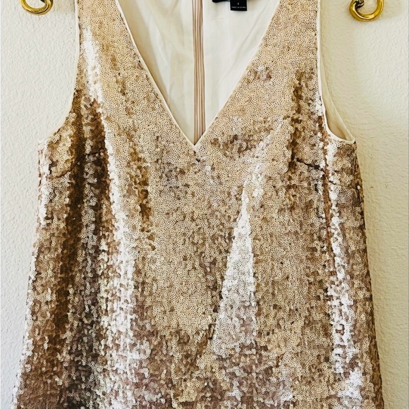 Zoe by Rachel Zoe gold blush sequin top - Picture 2 of 4